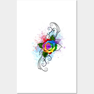 Patterned rainbow rose ( Roses ) Posters and Art